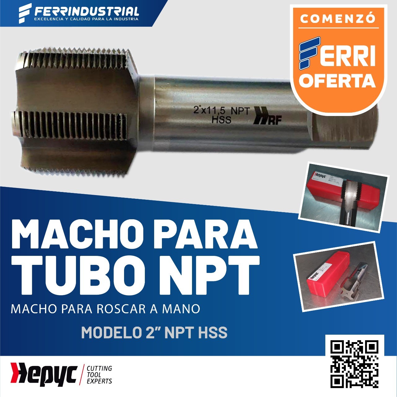 MACHO HSS PARA TUBO NPT DE 2″ X 11.5 HEPYC EN PERU – Ferrindustrial